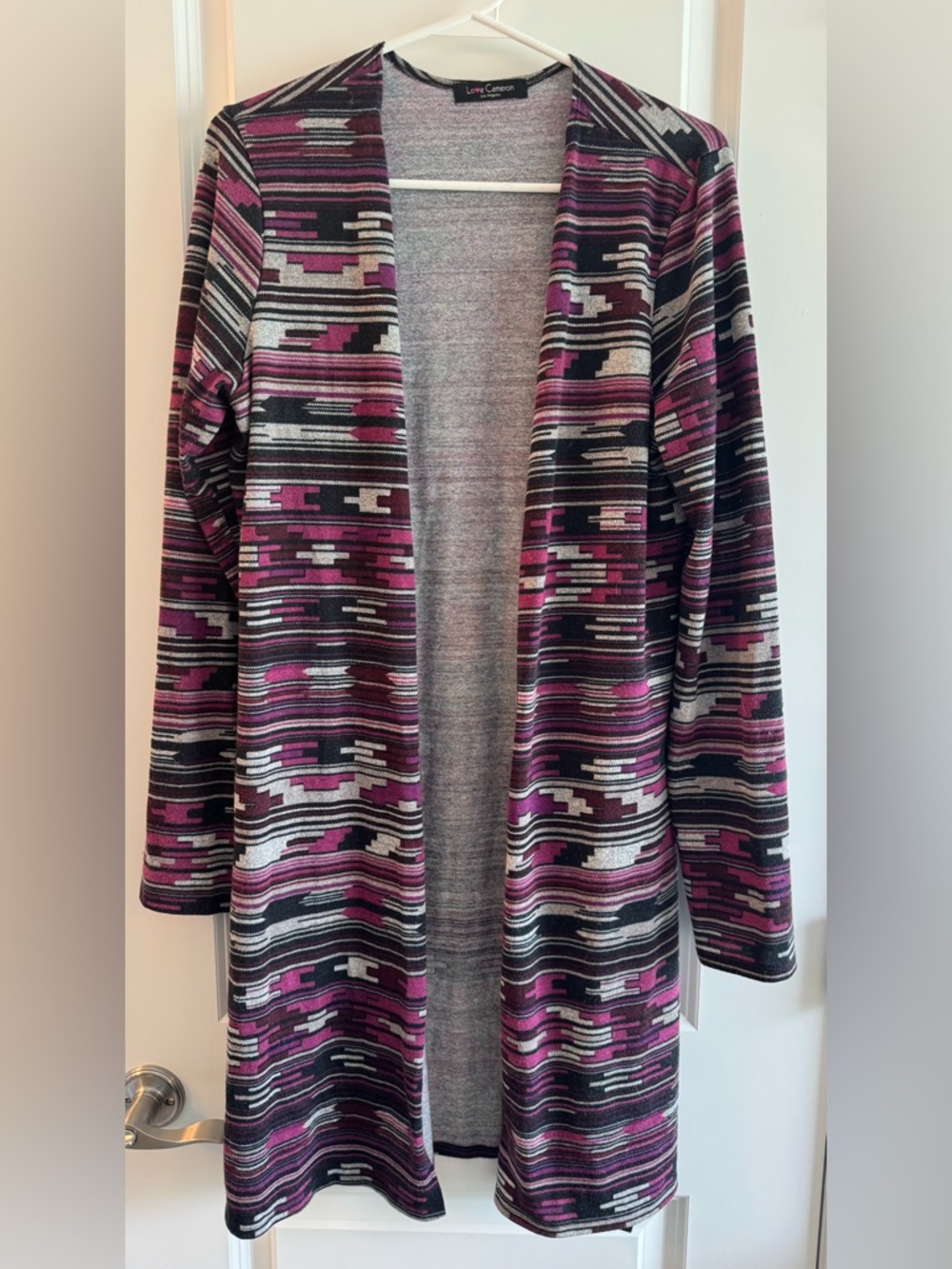 Live & Let Live Open-Front Long Cardigan - Purple/Black